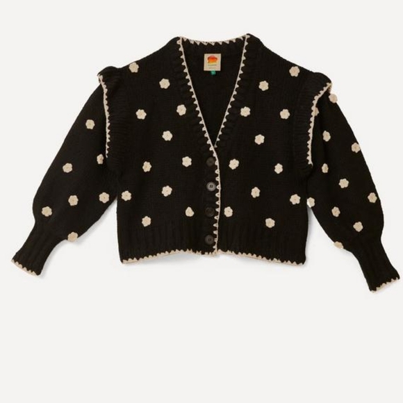 Anthropologie Farm Rio Flower Knit 3D Floral Cardigan Sweater Size S - Picture 1 of 10